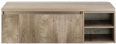 Frozen 3D Badmeubelset 140 cm - Greeplijst in Kleur - Wastafel Regaalkast met Bovenblad Grain Oak