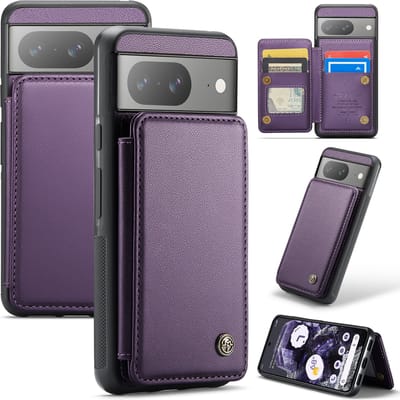 Luxe Portemonnee Backcover met Anti-RFID kaarthouders voor Pixel 8 _ Paars