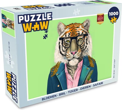 Puzzel Bloemen - Bril - Tijger - Dieren - Safari - Legpuzzel - Puzzel 1000 stukjes volwassenen