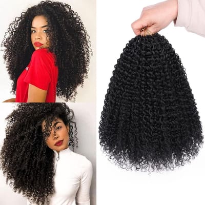 Vlechten Haar Extensions 12 Inch Micro Curly Twist Zwart 8 Packs