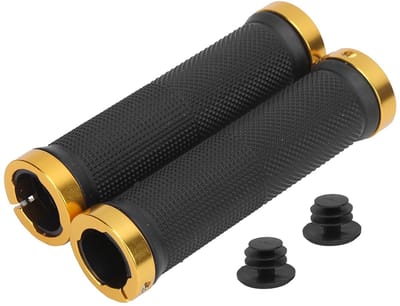 Allecto - Fietsstuurgrepen - Antislip rubber - Dubbel slot - 22mm - Geschikt voor MTB BMX vouwfiets scooter - Kleur zwart