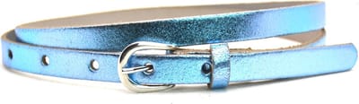 Take-it 1,5 cm smalle metallic riem - metallic blauw - damesriem 100% leder - Maat 85 - Totale lengte 100cm