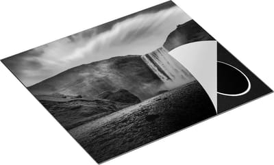 Chefcare Inductie Beschermer Waterval met het Groene Noorderlicht - Zwart Wit - 60x50 cm - Afdekplaat Inductie - Kookplaat Beschermer - Inductie Mat
