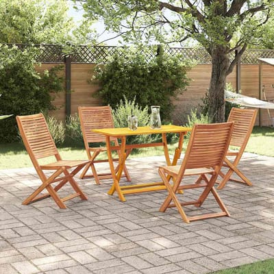 vidaXL - Tuin - Eettafel - Set - 5 - st - Bruin - Massief - Acacia - Hout