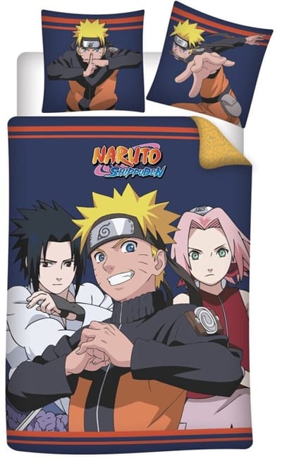 Dekbedovertrek Naruto, lit 1 Personne - 140 x 200 cm + 1 taie d’oreiller 60x70cm, Katoen/ coton