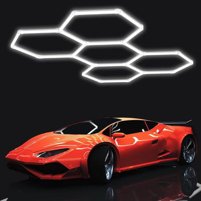 Hexagon Verlichting - Modulaire Lampen - Werkplaats Verlichten - Superheldere LEDs - 24 Stuks - Zwart