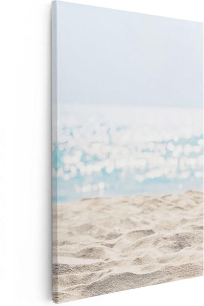 Artaza Canvas Schilderij Strand En Zee - 80x120 cm - Groot - Wanddecoratie Zeezicht - Muurdecoratie Strand - Decoratie Zee