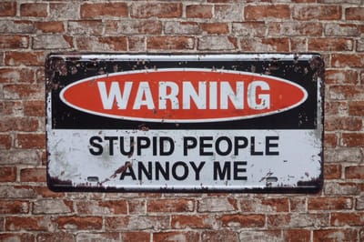 Wandbord – Stupid people - Mancave - Tekst bord - Mancave decoratie - Metalen wandbord - UV bestendig - Metal sign - Decoratie - Uniek - Metalen borden - Wand Decoratie - Metalen bord - 15 x 30 cm
