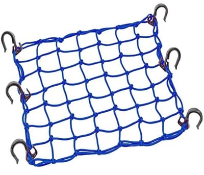 Klein Bagagenet 15"x15" uitrekbaar tot 30"x30" met Dikkere Haken - Heavy Duty Bungee Net voor Motorhelm, Fiets, ATV, UTV, Bagage (Blauw)