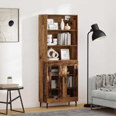 vidaXL - Highboard - 2 - st - Oud - Hout - 69,5 - x - 32,5 - x - 180 - cm - Bewerkt - hout