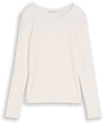 Tom Tailor Denim - Slim fit shirt met lange mouwen en ribstructuur - Maat XXL - off white