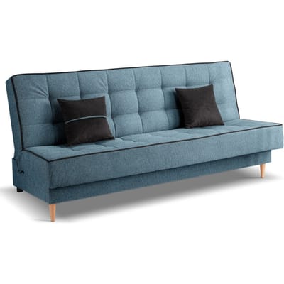 Bono 3-zits sofa bed blauw - Moderne slaapbank met textiel bekleding - 91x199x91cm