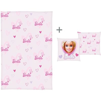 Lidl Barbie Deken met kussen 100 x 150 cm (Roze)