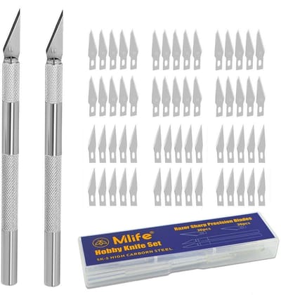 Allecto - Precisie graveer ambachtmes - Hobbyknives voor doe-het-zelf - Bruin - Kunstwerk snijden - 60 reservelemmetjes - Geschikt voor knutselen