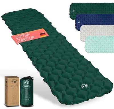Backpacker's Journey Isomat Camping Matras Outdoor Luchtmatras, Ultralicht met Kleine Pakmaat, Ideaal voor Wandelen, Kamperen en Outdoor (Donkergroen)