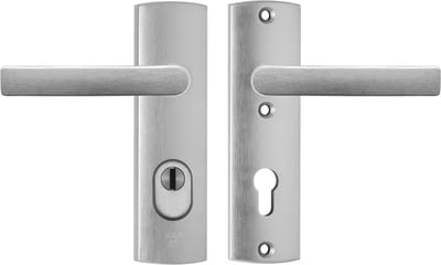 AXA Veiligheidsbeslag (Curve Plus) Kortschild Aluminium geslepen: Kruk-Kruk (model Blok) PC72 met kerntrekbeveiliging SKG***