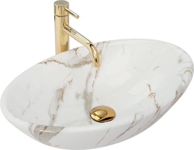 Rea Pamela Shiny Aiax Marmur Opzetwastafel Steen Imitatie 53x33 cm