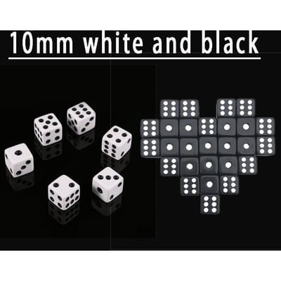 50 STUKS 8MM 10MM Vierkante Punt Dobbelstenen Puzzelspel Stuur Kinderen 6 Zijdige Dobbelstenen DIY Spel Accessoire Klein Formaat 8mm Zwart Wit Kubus 10mm Mix