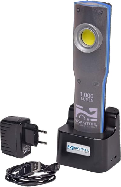 SW-Stahl S9790 werklamp zaklamp I laadstation I LED I 1000 lumen I metalen behuizing, blauw/zwart