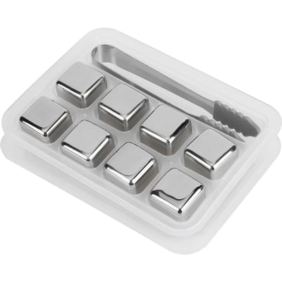 Pierres à Whisky Vin en Acier Inoxydable 304 Glaçons Réutilisables Boule avec Boîte Bar Fête L(for 6.5-9kg)