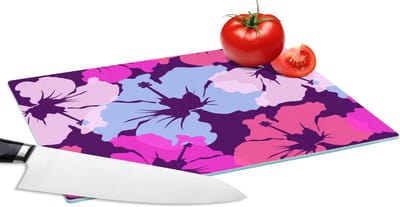 Glazen Snijplank - 28x20 - Pastel - Hibiscus - Bloem - Hawaii - Design - Snijplanken Glas