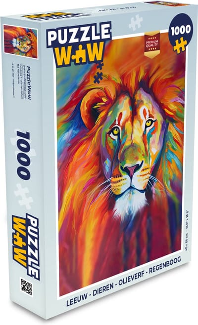 Puzzel Leeuw - Dieren - Olieverf - Regenboog - Legpuzzel - Puzzel 1000 stukjes volwassenen