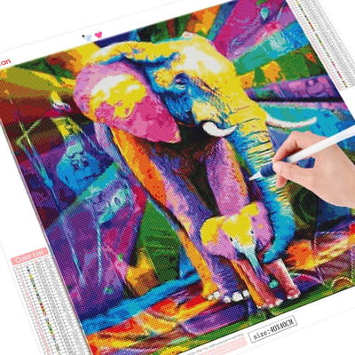 5D diamant schilderij volledige boor dier diamant kunst borduurwerk olifant 30x30CM yellow