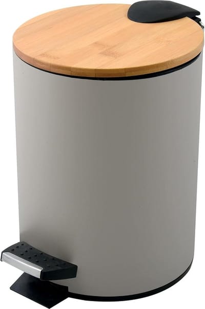 3 liter roestvrij staal bamboe - softclose mechanisme, taupe