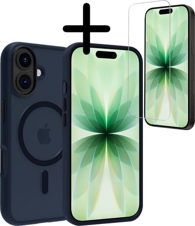 Hoesje Met Screenprotector - Geschikt voor Apple iPhone 17 - Magsafe Compatible - Sterk & Shockproof - Back Cover - Shock Proof Case - Telefoon Hoes - Donkerblauw