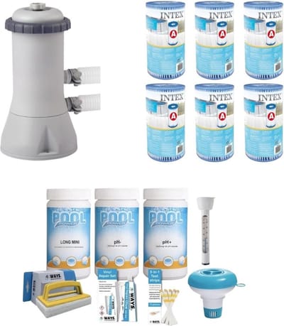 WAYS - Zwembad Onderhoud - Pakket Medium Deluxe & Filterpomp 5678 L/u & 6 Filters Type III