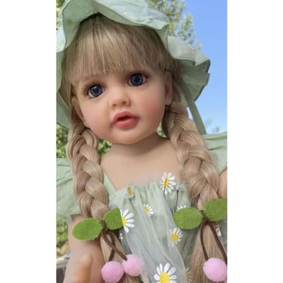 NPK 55cm babypop meisje herboren prinses zachte full-body siliconen badpop 55cm groen