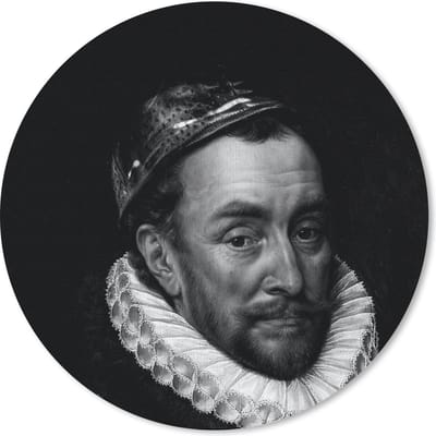 Muismat rond 20x20 cm - Mousepad Portret van Willem I - Adriaen Thomasz - Zwart - Wit - Ronde muismatten