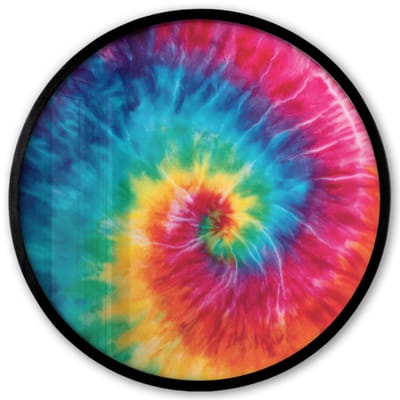 Poster in lijst Rond - Fotolijst 40x40 cm - Posters - Regenboog - Tie dye - Kleurrijk - Blauw - Ronde posterlijst zwart - Decoratie - Wanddecoratie woonkamer - Muurdecoratie slaapkamer