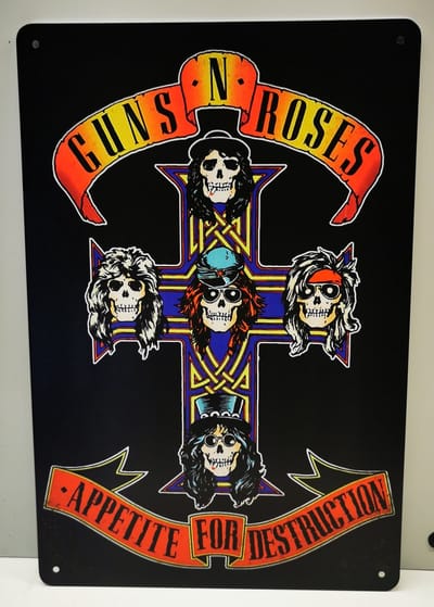 Metalen wandbord - Guns N Roses - Mancave - Wand Decoratie - Metal sign - Mancave decoratie - Decoratie - Metalen borden - Tekst borden - Metalen bord