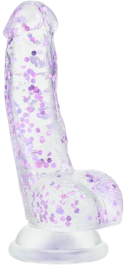 EasyToys Dildo - Glitter Purple - 15 cm