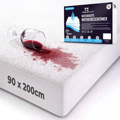 Slaapspeciaal Waterdichte Matrasbeschermer - 90x200 cm - Katoenen Matrasbeschermer - Ademend - Antibacteriëel - Rondom Elastiek - Wit - Geschikt voor Matrassen tot 35 cm - Perfecte Pasvorm