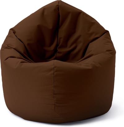 Lumaland Zitzak voor binnen en buiten, ronde 2-in-1 zitzak voor binnen en buiten, 300 l vulling, 120 x 80 x 75 cm, waterafstotend en robuust, bruin