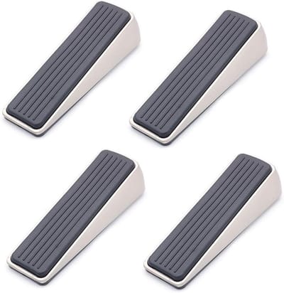 Set van 4 Zware Deurstoppers Zinklegering voor Vloerbevestiging met Antislip Rubberen Buffer