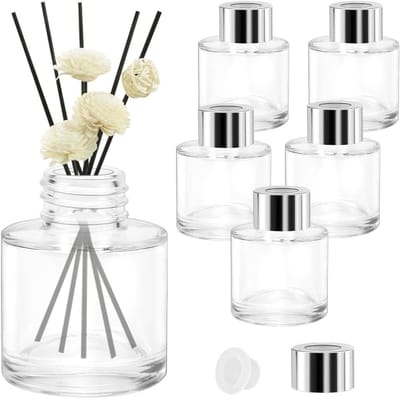 Set van 6 glazen diffuser flessen voor etherische oliën, aromatherapie en geurverspreiding