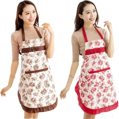 Leuke Bloemenschorten voor Vrouwen en Meisjes, 2-Pack Keukenschorten met Zakjes, Perfecte Cadeaus voor Bakliefhebbers en Vintage Keukeninrichting