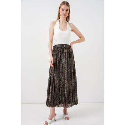 Hoge Taille Paisley Midi A-Lijn Rok