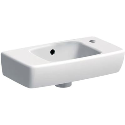 Geberit Renova Compact hand-rinse basin 45 cm shortened shelf, with shelf and tap hole right 501.730.01.1