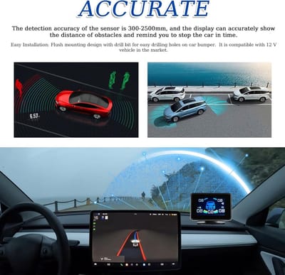 Autoparkeersensor, 8 parkeersensoren, achteruitrijradars voor en achter, hoorbaar waarschuwingssignaal/zoemer/stil met afstandsdetectie en lcd-display