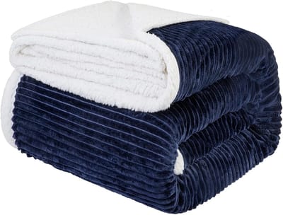 Luxe Gestreepte Sherpa Fleece Deken - Extra Zacht & Warm Pluche Sprei voor Bed en Bank (165 x 230 cm)