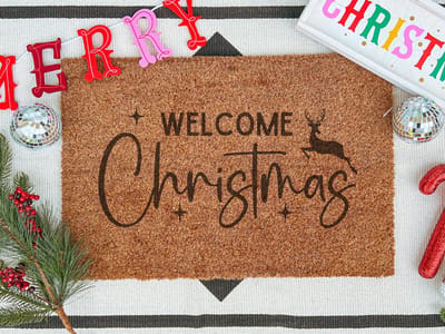 Welcome Christmas | 90x60 cm | Nieuwe huis cadeau | Ingangsmat | Deurmat met stijl | Verhuizing cadeau | Praktisch & trendy | Perfect voor binnenkomst | Cadeau voor nieuwe woning