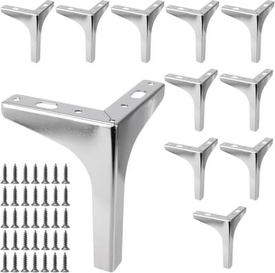 Set van 12 Zilveren Driehoekige Meubelpoten (15 cm) voor Kasten en Banken