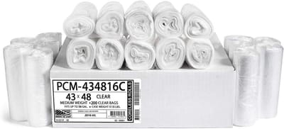 Grote Transparante Vuilniszakken 56 Gallon - 200 Stuks - 43x48 Inch - Hoge Dichtheid