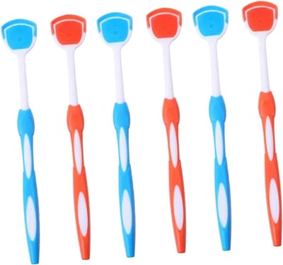 Tong Schraper Set - Mondverzorging Hulpmiddel - Frisse Adem - Ergonomisch Ontwerp - 6 Stuks - Blauw Oranje