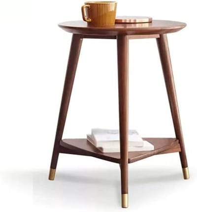Bijzettafeltje Hout - Hoektafel Opslag - Woonkamer Decoratie - Dubbele Opslagruimte - 36x36x47.7cm - Naturel