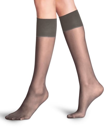 FALKE Pure Matt eenkleurig materiaal transparant 20 DEN kniekousen dames bruin - maat 35-38